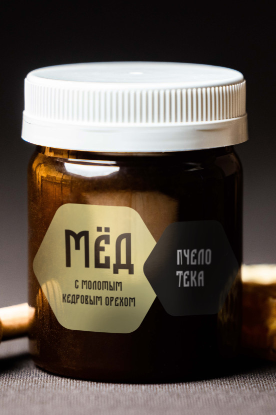 Мед с молотым кедровым орехом, 250 гр.